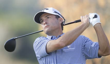 Mar 26, 2022; Austin, Texas, USA; Kevin Kisner tees off on the 6th hole during the fourth round of the World Golf Championships-Dell Technologies Match Play golf tournament. Mandatory Credit: Erich Schlegel-USA TODAY Sports