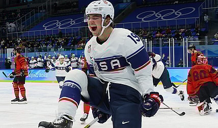 Vegas Golden Knights prospect Brendan Brisson Team USA 2022 Olympics (Photo- USA Hockey via Twitter)