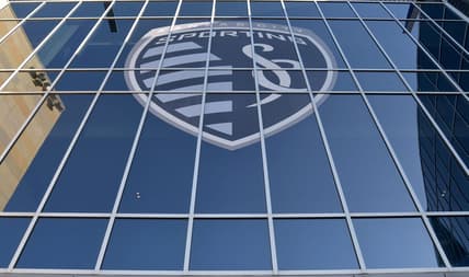 May 5, 2019; Kansas City, KS, USA; A general view of the Sporting Kansas City logo before a match against the Atlanta United at Children   s Mercy Park. Mandatory Credit: Denny Medley-USA TODAY Sports