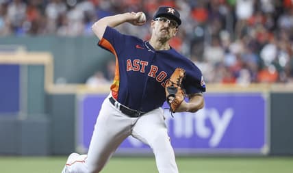 Jun 4, 2023; Houston, Texas, USA; Houston Astros starting pitcher J.P. France (68) delivers a pitch during the fourth inning against the Los Angeles Angels at Minute Maid Park. Mandatory Credit: Troy Taormina-USA TODAY Sports