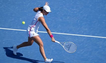 Iga Swiatek of Poland, ranked number one, beat Marketa Vondrousova of the Czech Republic, 7-6(3), 6-1 during the quarterfinals of the Western & Southern Open at the Lindner Family Tennis Center in Mason Friday, August, 18, 2023.