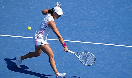 Iga Swiatek of Poland, ranked number one, beat Marketa Vondrousova of the Czech Republic, 7-6(3), 6-1 during the quarterfinals of the Western & Southern Open at the Lindner Family Tennis Center in Mason Friday, August, 18, 2023.