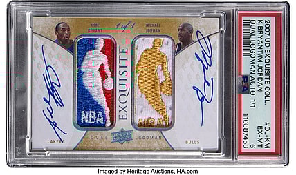 2007-08 Upper Deck Exquisite Dual Logoman Autograph 1/1 Michael Jordan and Kobe Bryant