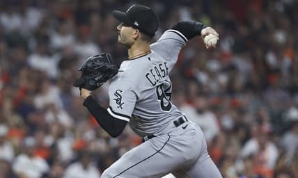 Mar 30, 2023; Houston, Texas, USA; Chicago White Sox starting pitcher Dylan Cease (84) delivers a pitch during the sixth inning against the Houston Astros at Minute Maid Park. Mandatory Credit: Troy Taormina-USA TODAY Sports