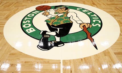 Dec 17, 2021; Boston, Massachusetts, USA; The Boston Celtics logo is seen before their game against the Golden State Warriors at TD Garden. Mandatory Credit: Winslow Townson-USA TODAY Sports
