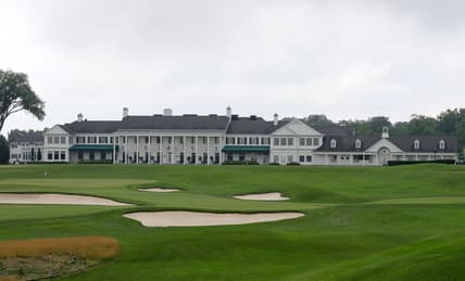 Looking at the clubhouse from the ninth green at Oakland Hills Country Club's South Course in Bloomfield Township on Thursday, July 8, 2021.

Oakland Hills