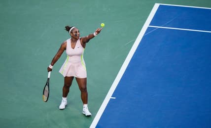 Serena Williams prepares to serve during the Western & Southern Open on Aug. 16.

Syndication The Enquirer