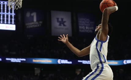 Kentucky's Justin Edwards makes a bucket against Missouri in Rupp Arena Tuesday night. 
Jan. 9, 2024