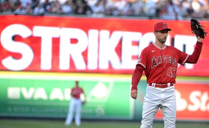 Jul 17, 2023; Anaheim, California, USA;  Los Angeles Angels starting pitcher Griffin Canning (47) pitches in the second inning against the New York Yankees at Angel Stadium. Mandatory Credit: Jayne Kamin-Oncea-USA TODAY Sports