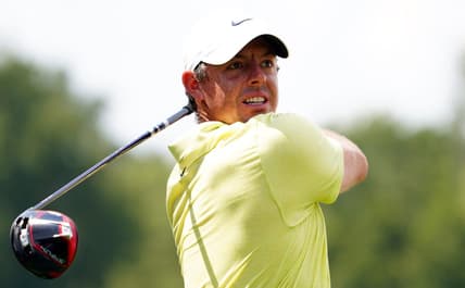 Aug 26, 2023; Atlanta, Georgia, USA; Rory McIlroy plays his shot from the fourth tee during the third round of the TOUR Championship golf tournament at East Lake Golf Club. Mandatory Credit: John David Mercer-USA TODAY Sports