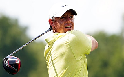 Aug 26, 2023; Atlanta, Georgia, USA; Rory McIlroy plays his shot from the fourth tee during the third round of the TOUR Championship golf tournament at East Lake Golf Club. Mandatory Credit: John David Mercer-USA TODAY Sports