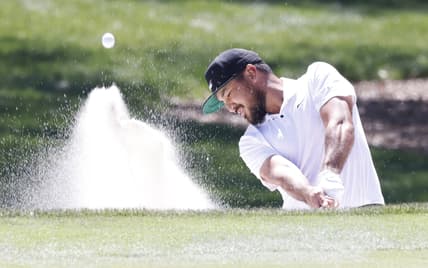 Mar 7, 2021; Orlando, Florida, USA; Jason Day hits from the bunker on the second hole during the final round of the Arnold Palmer Invitational golf tournament at Bay Hill Club & Lodge. Mandatory Credit: Reinhold Matay-USA TODAY Sports