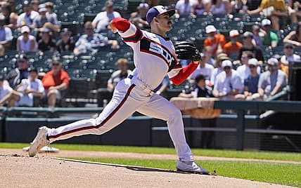 Jun 26, 2022; Chicago, Illinois, USA; Chicago White Sox starting pitcher Dylan Cease (84) throws the ball against the Baltimore Orioles during the first inning at Guaranteed Rate Field. Mandatory Credit: David Banks-USA TODAY Sports