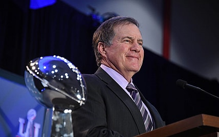 Bill Belichick with Super 51 Trophy for the New England Patriots
