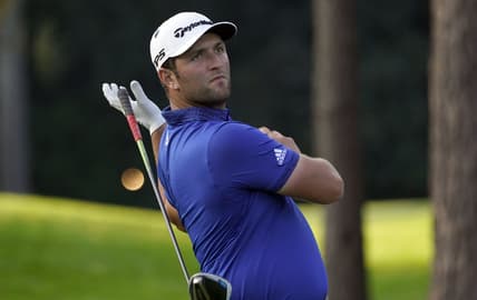 Nov 14, 2020; Augusta, Georgia, USA; Jon Rahm drops his club on the 17th tee during the third round of The Masters golf tournament at Augusta National GC. Mandatory Credit: Michael Madrid-USA TODAY Sports