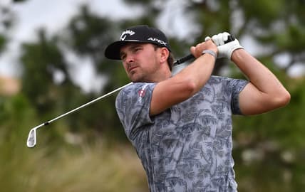 Will Gordon of Davidson, NC, hits from the tee of the par 3, 253-yard, third hole on Friday, Feb. 18, 2022 during the second round of the LECOM Suncoast Classic  on the Korn Ferry Tour at Lakewood National Golf Club.

Lecom Round 2 026