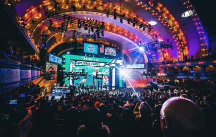Apr 28, 2016; Chicago, IL, USA; A general view as Carson Wentz (North Dakota State) is selected by the Philadelphia Eagles as the number two overall pick in the first round of the 2016 NFL Draft at Auditorium Theatre. Mandatory Credit: Chuck Anderson-USA TODAY Sports