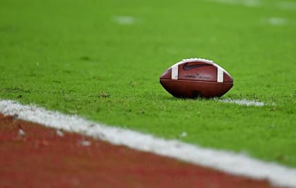 Dec 29, 2018; Miami Gardens, FL, USA; a general view of a football on the field in the 2018 Orange Bowl college football playoff semifinal game between the Alabama Crimson Tide and the Oklahoma Sooners at Hard Rock Stadium. Mandatory Credit: Jasen Vinlove-USA TODAY Sports