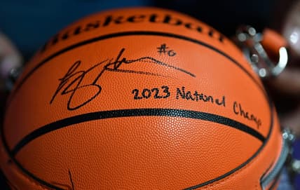 Fans brought a lot of different items sign including this basketball purse. Sarasota's G League hosted a meet and greet event with 2023 LSU Women's National Champion and former Lakewood Ranch High School standout LaDazhia Williams.