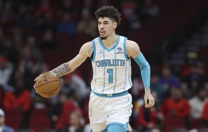 Nov 1, 2023; Houston, Texas, USA; Charlotte Hornets guard LaMelo Ball (1) brings the ball up the court during the first quarter against the Houston Rockets at Toyota Center. Mandatory Credit: Troy Taormina-USA TODAY Sports