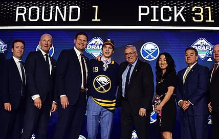 Jun 21, 2019; Vancouver, BC, Canada; Ryan Johnson poses for a photo after being selected as the number thirty-one overall pick to the Buffalo Sabres in the first round of the 2019 NHL Draft at Rogers Arena. Mandatory Credit: Anne-Marie Sorvin-USA TODAY Sports
