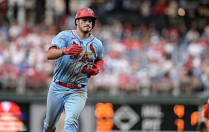 Jul 2, 2022; Philadelphia, Pennsylvania, USA;  St. Louis Cardinals third baseman Nolan Arenado (28) rounds the bases after hitting a game-winning home run during the ninth inning against the Philadelphia Phillies at Citizens Bank Park. The Cardinals won 7-6. Mandatory Credit: John Geliebter-USA TODAY Sports