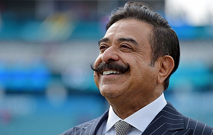 Jaguars owner Shad Khan on the field before the start of Sunday's game against Buffalo. The Jacksonville Jaguars hosted the Buffalo Bills at TIAA Bank Field in Jacksonville, FL, Sunday, November 7, 2021. [Bob Self/Florida Times-Union]

Jki 110721 Bsjagsvsbuffalo 10