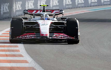 May 5, 2023; Miami Gardens, Florida, USA;  Haas driver Nico Hulkenberg (27) of Germany races into turn 11 during the second practice at Miami International Autodrome. Mandatory Credit: Jasen Vinlove-USA TODAY Sports