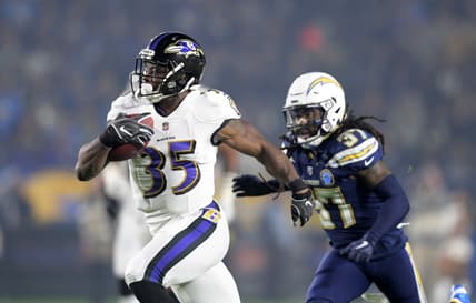 Baltimore Ravens running back Gus Edwards