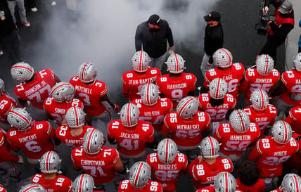 Ohio State Buckeyes head coach Ryan Day leads his team onto the field prior to the NCAA football game against the Michigan State Spartans at Ohio Stadium in Columbus on Saturday, Nov. 20, 2021.

Michigan State Spartans At Ohio State Buckeyes Football