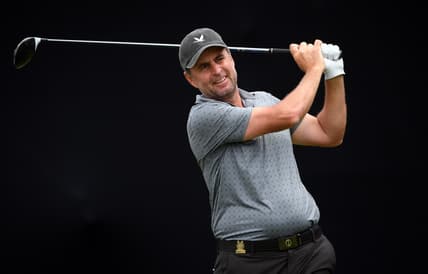 Jun 18, 2021; San Diego, California, USA; Richard Bland plays his shot from the seventh tee during the second round of the U.S. Open golf tournament at Torrey Pines Golf Course. Mandatory Credit: Orlando Ramirez-USA TODAY Sports