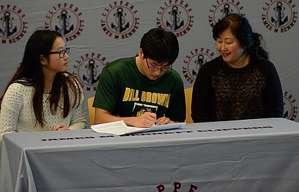 Sang Ho Baek signs his national letter of intent to play baseball at George Mason University on Wednesday, Feb. 12, 2020.

Jmb Signing 6