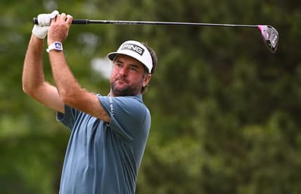 May 22, 2022; Tulsa, OK, USA; Bubba Watson plays his shot from the seventh tee during the final round of the PGA Championship golf tournament at Southern Hills Country Club. Mandatory Credit: Orlando Ramirez-USA TODAY Sports