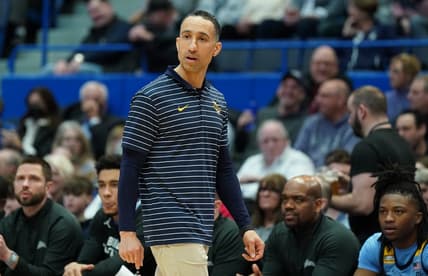 Feb 7, 2023; Hartford, Connecticut, USA; Marquette Golden Eagles head coach Shaka Smart watches from the sideline as they take on the UConn Huskies at XL Center. Mandatory Credit: David Butler II-USA TODAY Sports