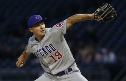 Sep 22, 2022; Pittsburgh, Pennsylvania, USA; Chicago Cubs starting pitcher Hayden Wesneski (19) delivers a pitch against the Pittsburgh Pirates during the first inning at PNC Park. Mandatory Credit: Charles LeClaire-USA TODAY Sports