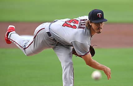 Jul 29, 2022; San Diego, California, USA; Minnesota Twins starting pitcher Joe Ryan (41) throws a pitch against the San Diego Padres during the first inning at Petco Park. Mandatory Credit: Orlando Ramirez-USA TODAY Sports