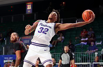Nov 24, 2023; Paradise Island, BAHAMAS;  Northern Iowa Panthers guard Tytan Anderson (32) reaches for a ball in front of Stanford Cardinal guard Jared Bynum (1) during the first half at Imperial Arena. Mandatory Credit: Kevin Jairaj-USA TODAY Sports