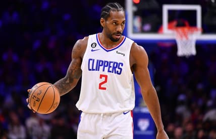 Dec 23, 2022; Philadelphia, Pennsylvania, USA; Los Angeles Clippers forward Kawhi Leonard (2) controls the ball against the Philadelphia 76ers in the fourth quarter at Wells Fargo Center. Mandatory Credit: Kyle Ross-USA TODAY Sports