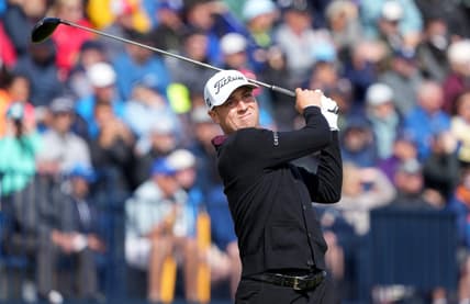 July 21, 2023; Hoylake, ENGLAND, GBR; Justin Thomas plays on the fourth hole during the second round of The Open Championship golf tournament at Royal Liverpool. Mandatory Credit: Kyle Terada-USA TODAY Sports