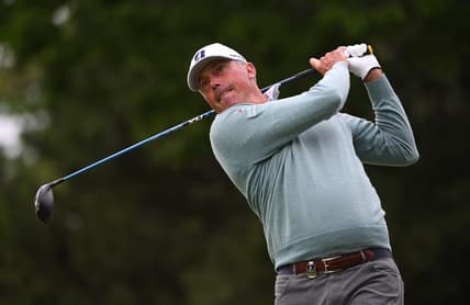 May 21, 2022; Tulsa, OK, USA; Matt Kuchar plays his shot from the seventh tee during the third round of the PGA Championship golf tournament at Southern Hills Country Club. Mandatory Credit: Orlando Ramirez-USA TODAY Sports