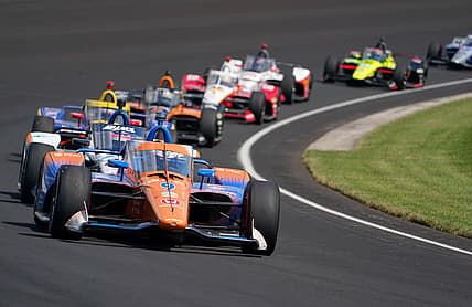 Aug 23, 2020; Indianapolis, Indiana, USA; Indy Series driver Scott Dixon (9) during the 104th Running of the Indianapolis 500 at Indianapolis Motor Speedway. Mandatory Credit: Mike Dinovo-USA TODAY Sports