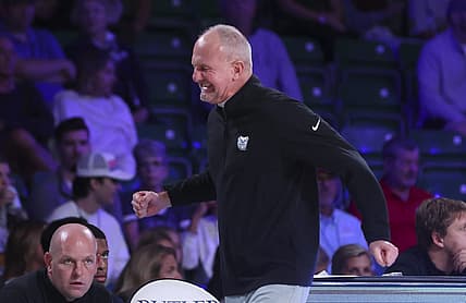 Nov 25, 2022; Paradise Island, BAHAMAS; Butler Bulldogs head coach Thad Matta reacts during the first half against the North Carolina State Wolfpack at Imperial Arena. Mandatory Credit: Kevin Jairaj-USA TODAY Sports