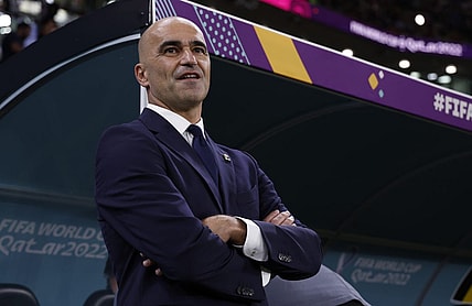 Nov 23, 2022; Al Rayyan, Qatar; Belgium head coach Roberto Martinez during the first half of a group stage match against Canada during the 2022 FIFA World Cup at Ahmad Bin Ali Stadium. Mandatory Credit: Yukihito Taguchi-USA TODAY Sports