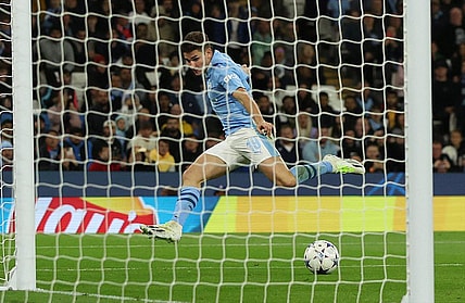 Soccer Football - Champions League - Group G - Manchester City v Crvena Zvezda - Etihad Stadium, Manchester, Britain - September 19, 2023 Manchester City's Julian Alvarez scores their first goal