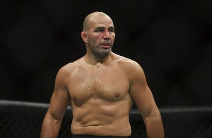 May 13, 2020; Jacksonville, Florida, USA; Glover Teixeira (blue gloves) fights Anthony Smith (red gloves) during UFC Fight Night at VyStar Veterans Memorial Arena. Mandatory Credit: Jasen Vinlove-USA TODAY Sports