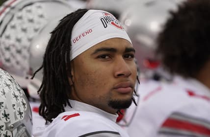 Nov 5, 2022; Evanston, Illinois, USA; Ohio State Buckeyes quarterback C.J. Stroud (7) headshot during the second half at Ryan Field. Mandatory Credit: David Banks-USA TODAY Sports