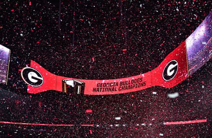 Jan 9, 2023; Inglewood, CA, USA; General view as confetti falls after the CFP national championship game between the TCU Horned Frogs and the Georgia Bulldogs at SoFi Stadium. Mandatory Credit: Gary A. Vasquez-USA TODAY Sports