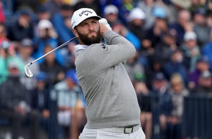July 21, 2023; Hoylake, ENGLAND, GBR; Jon Rahm plays on the fourth hole during the second round of The Open Championship golf tournament at Royal Liverpool. Mandatory Credit: Kyle Terada-USA TODAY Sports