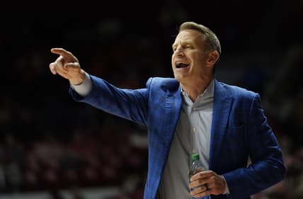 Nov 28, 2023; Tuscaloosa, Alabama, USA;  Alabama Crimson Tide head coach Nate Oats gives directions during the second half against the Clemson Tigers at Coleman Coliseum. Clemson defeated Alabama 85-77. Mandatory Credit: Gary Cosby Jr.-USA TODAY Sports