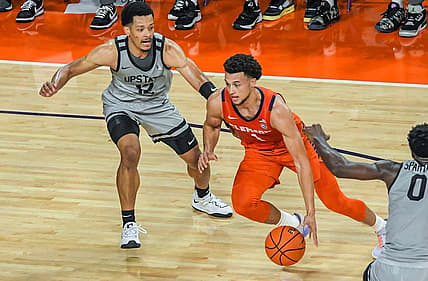Clemson junior guard Chase Hunter (1) dribbles near USC Upstate guard Trae Broadnax (12) during the first half at Littlejohn Coliseum Tuesday, November 15, 2022.

Ncaa Acc Clemson Basketball Vs Usc Upstate